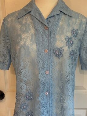Blue lace blouse